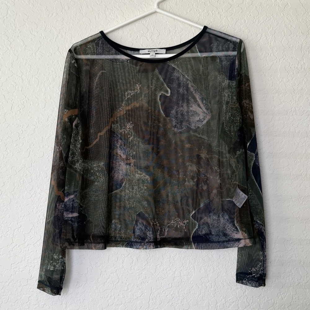 Sympli Womens Top Sz 10 Boxy Sheer Artsy Lagenlook Layering Cocktail Party Mesh